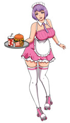 Anime Waitress on White