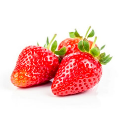 strawberries with strawberry leaf on white background. Generative AI