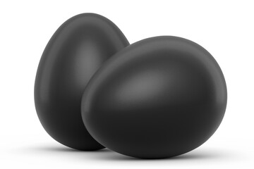 Farm raw organic black and white eggs for morning breakfast on white background