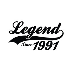 Legend Since 1991 T shirt Design Vector, Retro vintage design