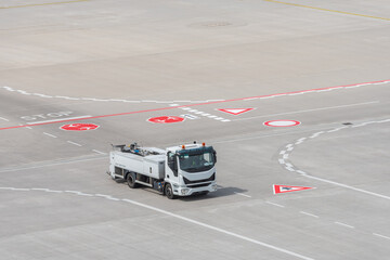 Lavatory truck on the airport runway