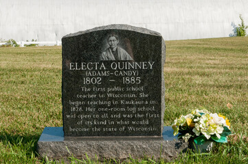 Electa Quinney Gravestone At The Stockbridge Indian Cemetery, Stockbridge, Wisconsin