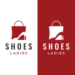 Hand drawn elegant and luxury high heel creative women's shoes creative logo design. Template for business, women's shoe shop, fashion, beauty.