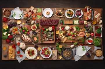 Obraz na płótnie Canvas Assortment of food on the table. Generative AI