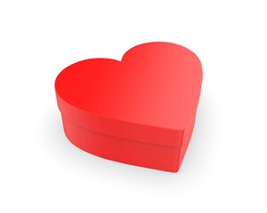 White heart shape blank hard cardboard box mock up template, 3d illustration.