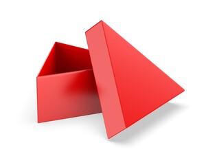 White triangular blank hard cardboard box mock up template, 3d illustration.