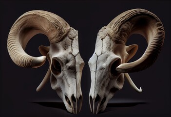 ram skull different views isolated on white. Generative AI
