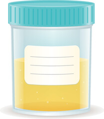 Specimen cup with urine realistic vector illustration isolated on white - obrazy, fototapety, plakaty