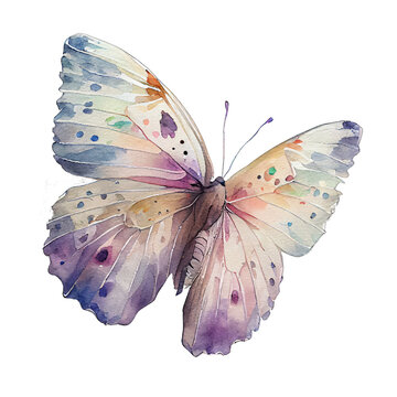 Anglewing  buterfly. Watercolor with transparent background. Generative AI