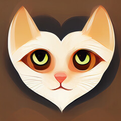 Obraz premium Cat muzzle in a heart. Cat face in the shape of a heart. AI-generated