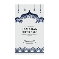 Ramadan kareem eid sale banner template design in islamic arabic decorative