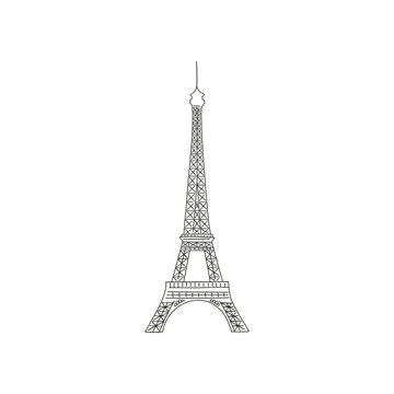 St Valentine Day Eiffel Tower charm for necklace jewellery gift vector illustration isolated on white. Linear colouring page bijouterie pendant present print for 14 February holiday.