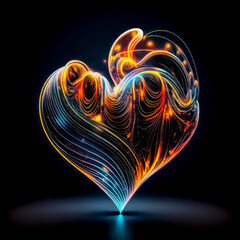 heart drawn with coloured glowing lines. AI generated