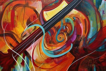 Musical Abstractions, image that evokes the emotion and complexity of classical music. The painting features bold, sweeping lines and curves, as well as intricate patterns and textures.