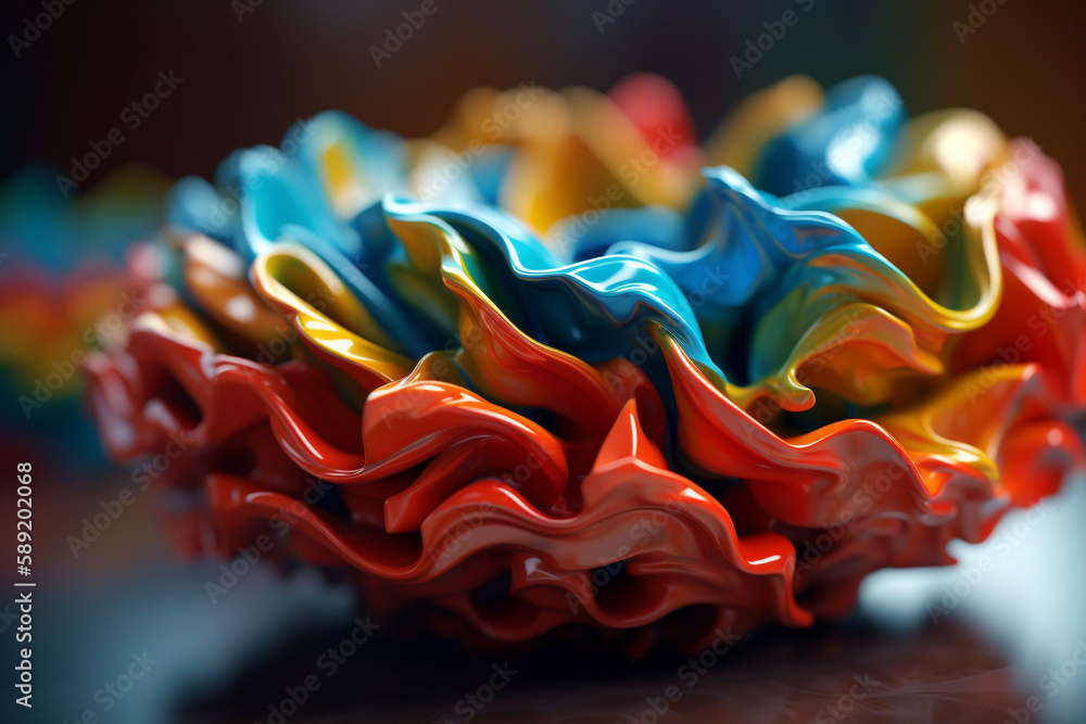 Poster abstract colorful twisted object. illustration. generative ai