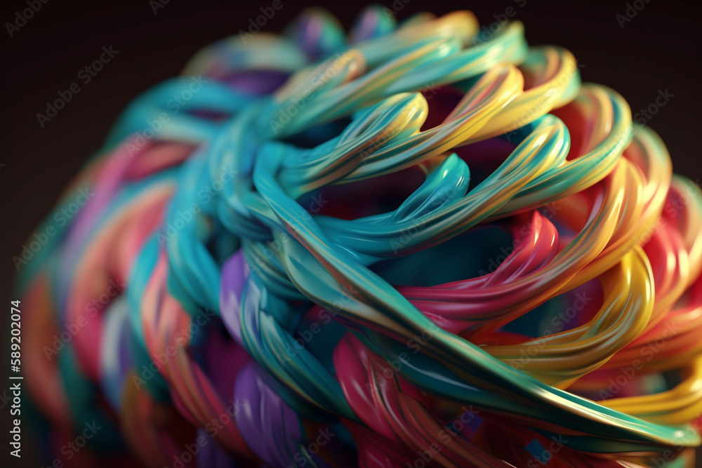 Aufkleber abstract colorful twisted object. illustration. generative ai