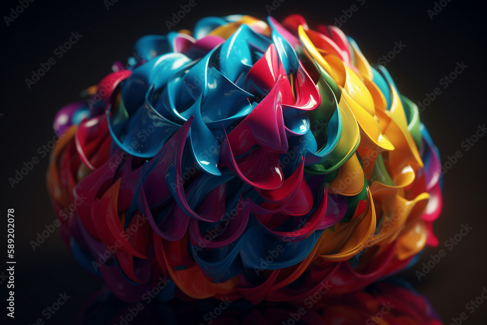 Poster abstract colorful twisted object. illustration. generative ai