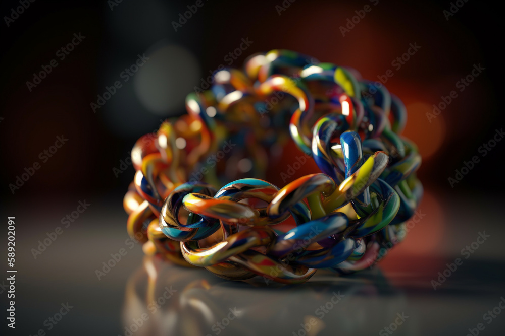 Poster abstract colorful twisted object. illustration. generative ai