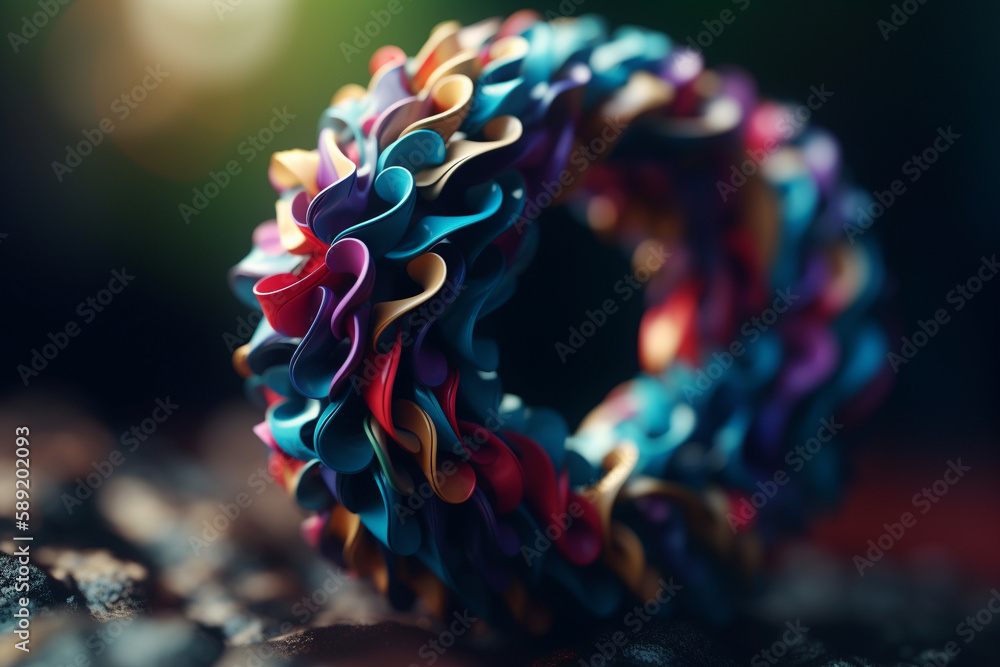 Poster abstract colorful twisted object. illustration. generative ai