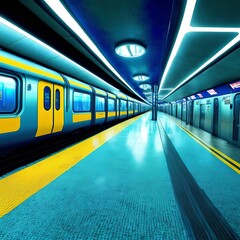 Obraz na płótnie Canvas modern train station platform, generative art by A.I.modern train station platform, generative art by A.I.