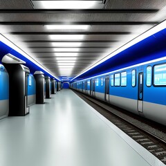 modern train station platform, generative art by A.I.
