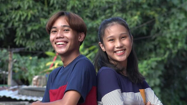 Happy Fun Filipino Asian Teens Smiling