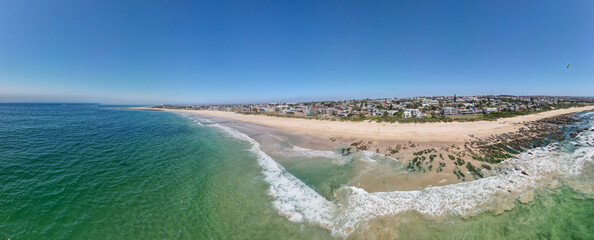 Drone view at the beach of Jeffrey's bay in South Africa