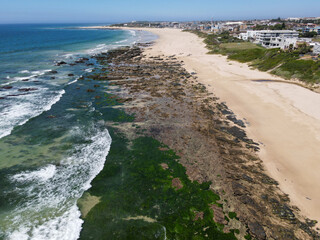 Drone view at the beach of Jeffrey's bay in South Africa