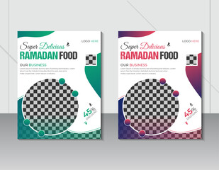 Ramadan special offer restaurant food menu flyer or brochure cover design template 