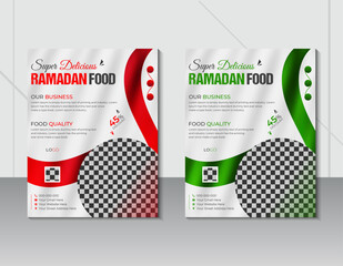 Ramadan special offer restaurant food menu flyer or brochure cover design template 