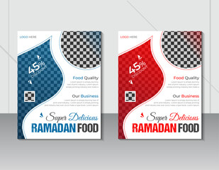 Ramadan special offer restaurant food menu flyer or brochure cover design template 