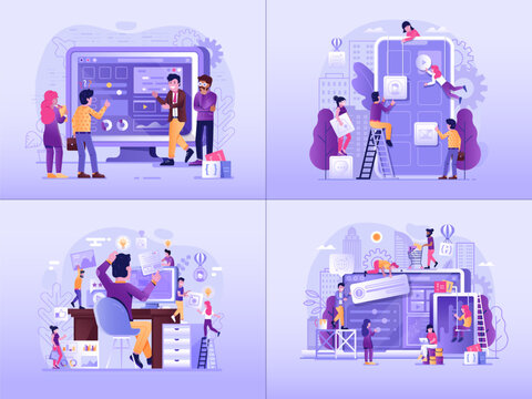 Website and App Developing Gradient Design Scenes