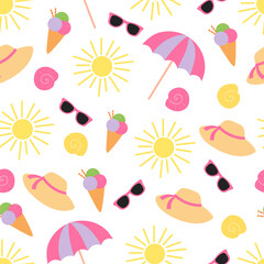 Seamless pattern Beach holiday sea summer vector illustration