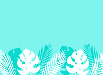 Background banner tropical palm leaves pink color vector illustration
