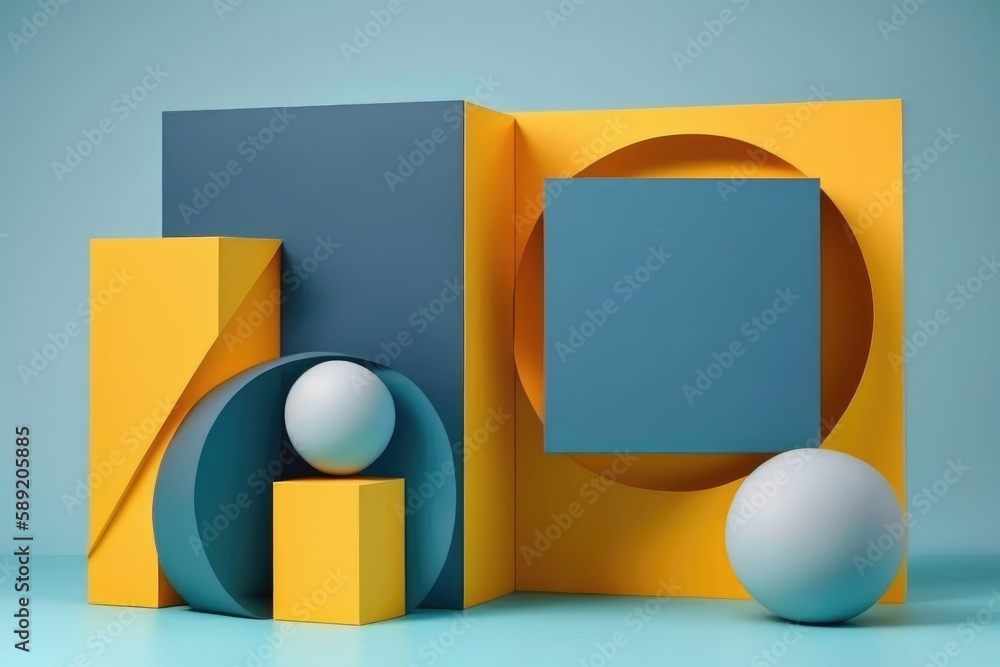 Poster abstract geometric forms. minimal scene with geometrical forms