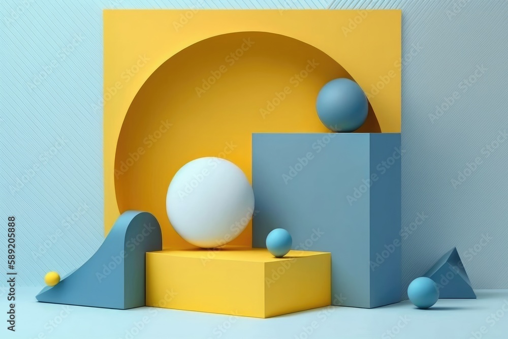Poster Abstract minimal scene with geometrical forms