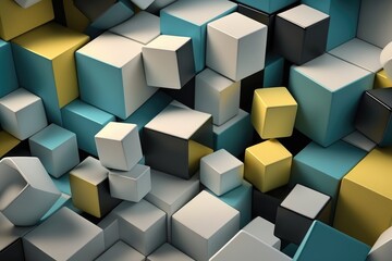 Chaotic geometric shapes. Cubes background