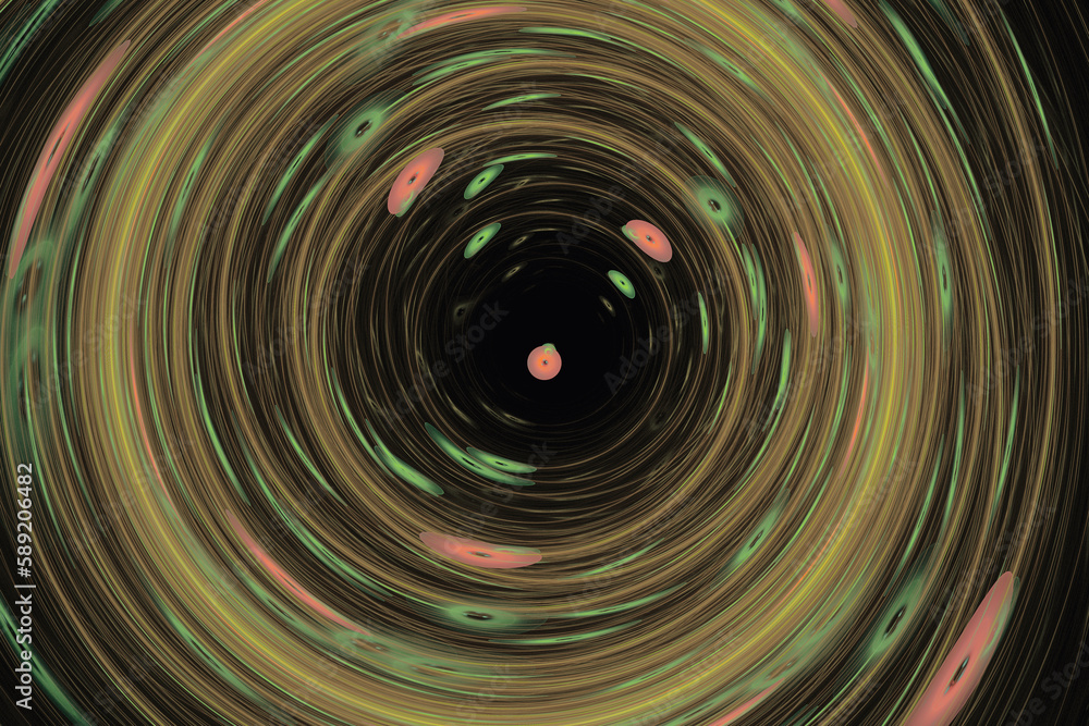 Poster brown swirling pattern of curved waves and shapes on a black background. abstract fractal 3d renderi
