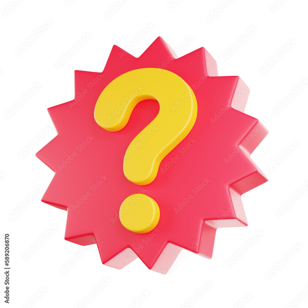 Poster d render question mark speech bubble icon. message box with question sign.