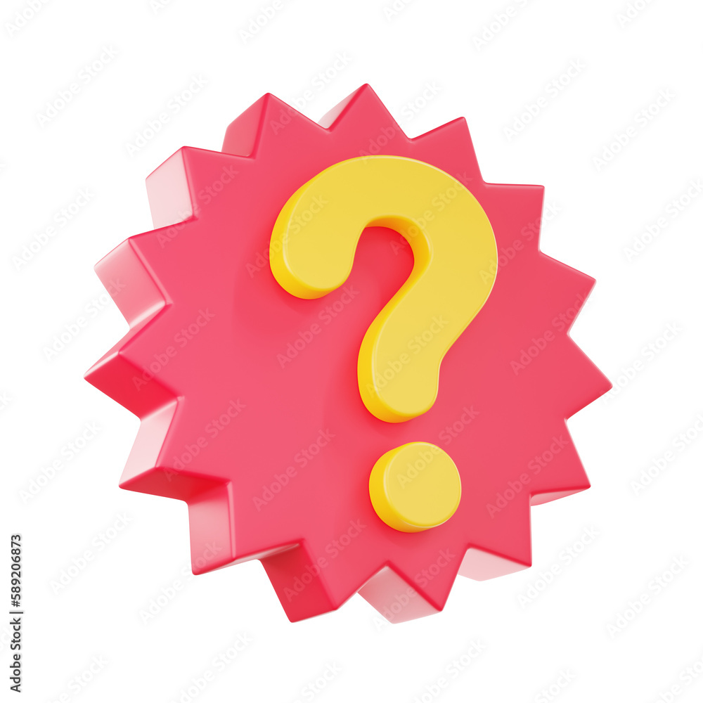 Poster d render question mark speech bubble icon. message box with question sign.
