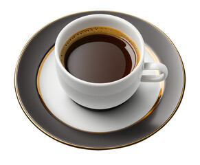 White cup of coffee isolated cut out, hot black americano transparent Ai Generated