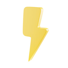 3D render thunderbolt icon, flash lightning, danger, and power.