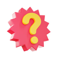 D render Question mark speech bubble icon. Message box with question sign.