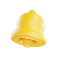 3d render notification bell icon, 3d render yellow ringing bell with new notification for social media.