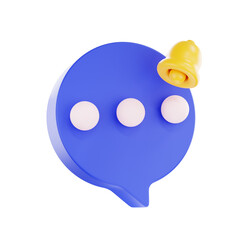 3d render notification bell icon, 3d render yellow ringing bell with new notification for social media.