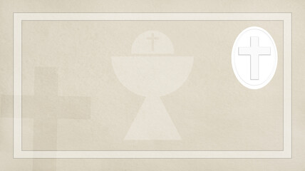 First communion brown background with border with anchors and chalice