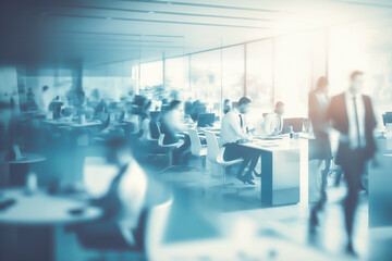 Business people walking in motion blur, blurred businessman working in modern office Ai generated