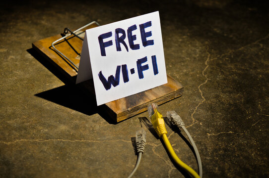 Free Wi-Fi Bait and Dangers. Cyber crime and hacking