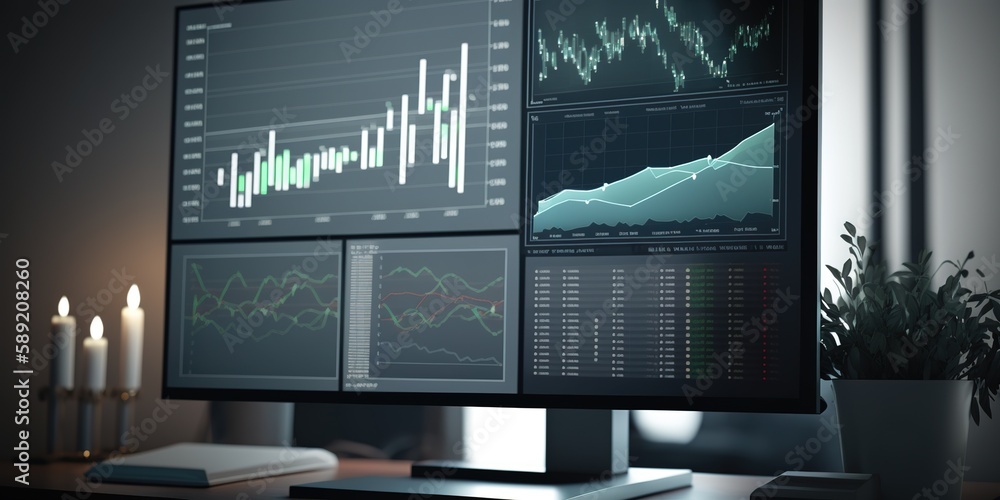 Poster chart the finances to keep an eye on things. statistics and charts used in the business world genera
