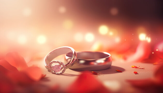 Colorful and defocused abstract background with wedding rings